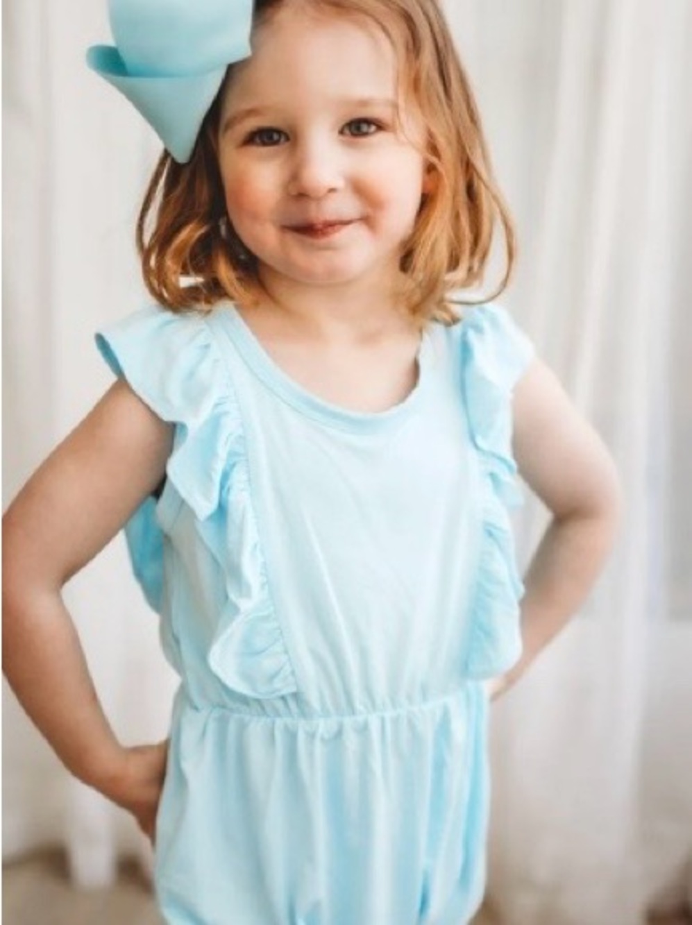 Kyte Baby Ruffle Bubble Romper in Powder - Picture 4 of 4